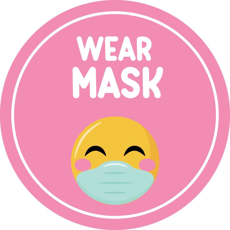 Emoji with Face Mask Require Siqn. Free Vector Illustration