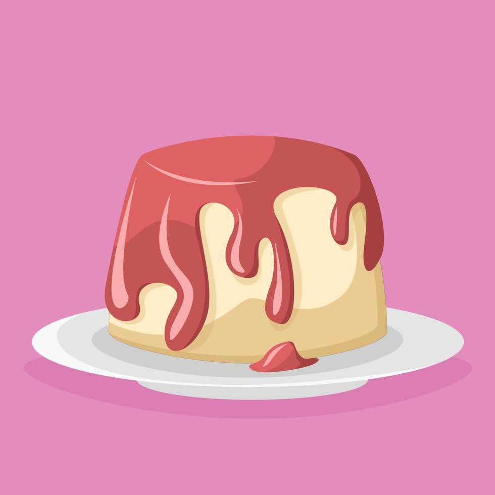 Ilustración de vector libre de postre dulce de pudín de fresa cremoso