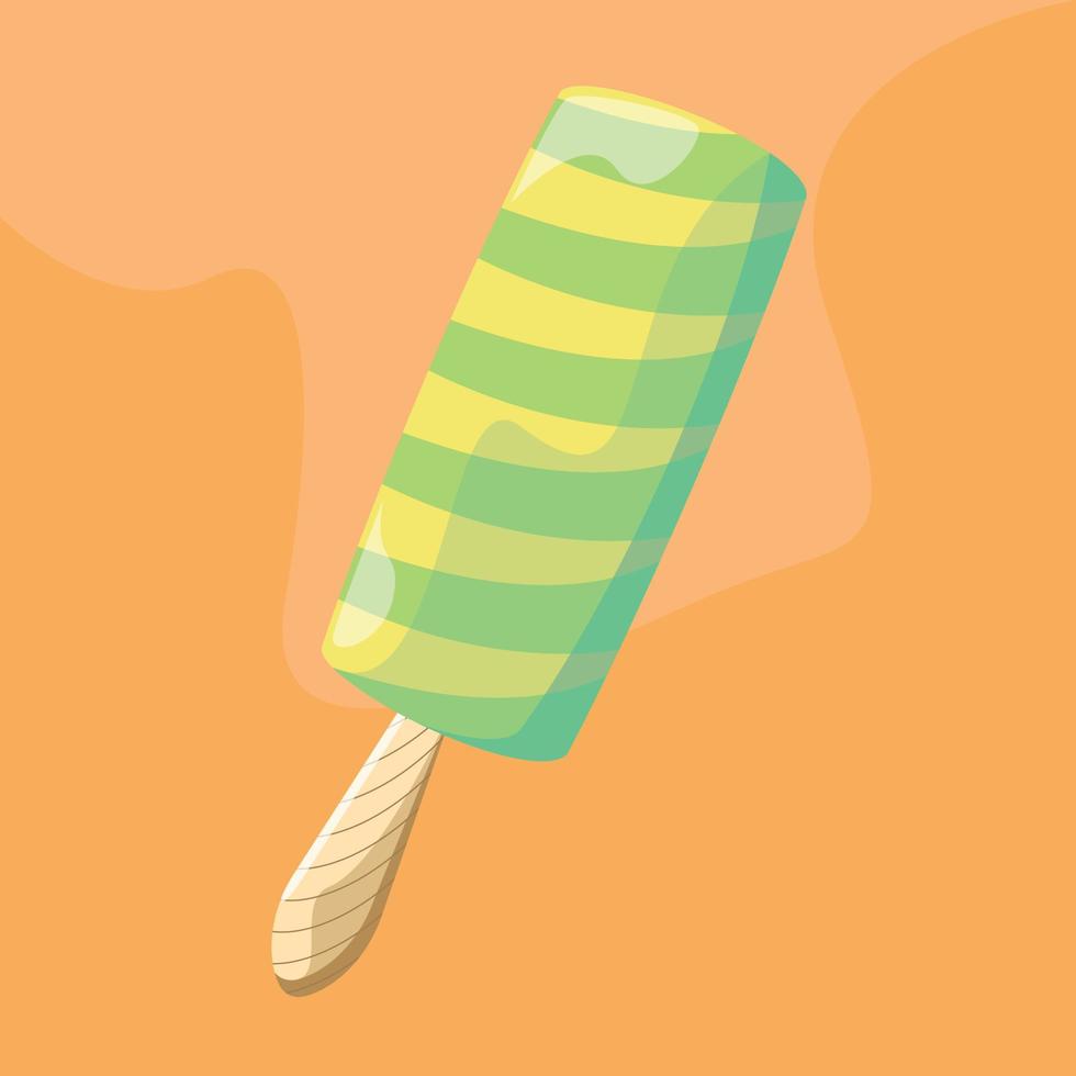 Tasty Lemon Flavor Ice Cream Stick. Free Vector Illustration