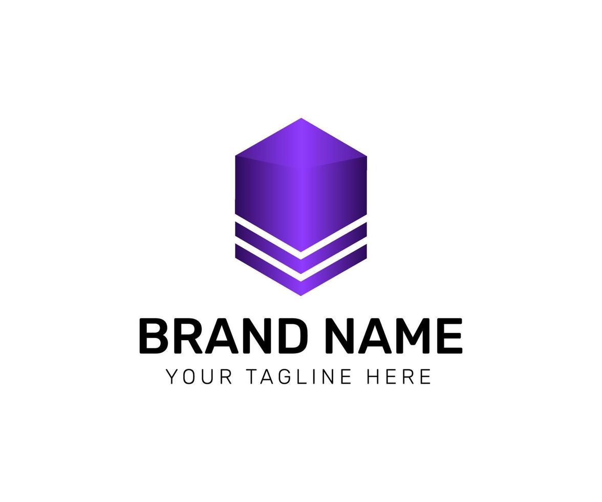 Three layer creative cube gradient vector logo design.