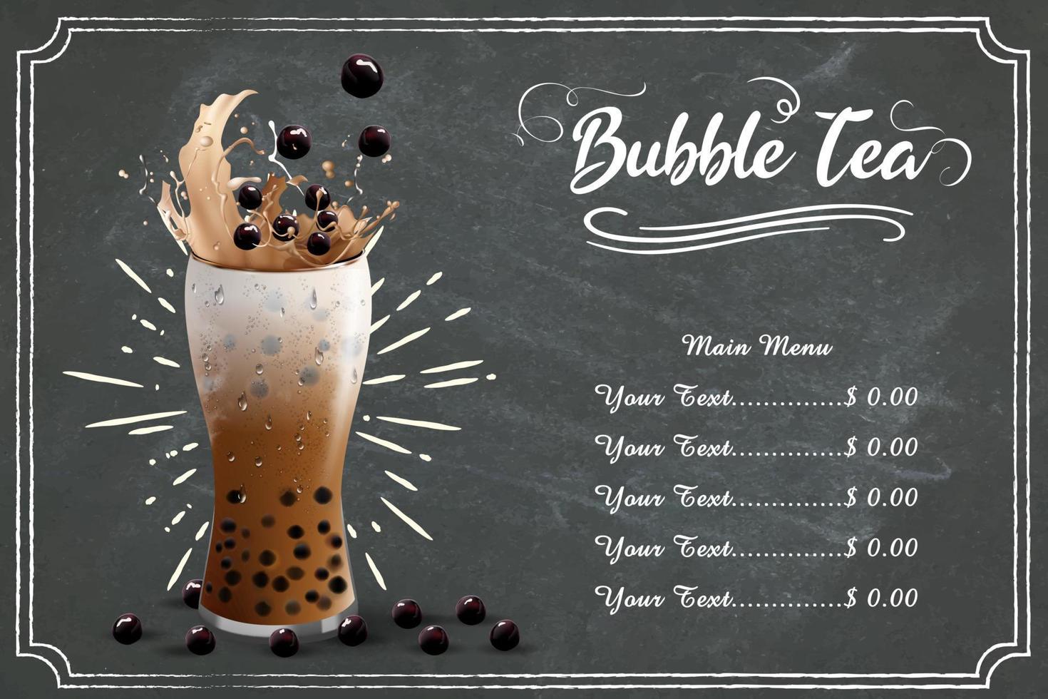 Bubble milk tea, Pearl milk tea , Different sorts of Boba. Yummy drinks. vector