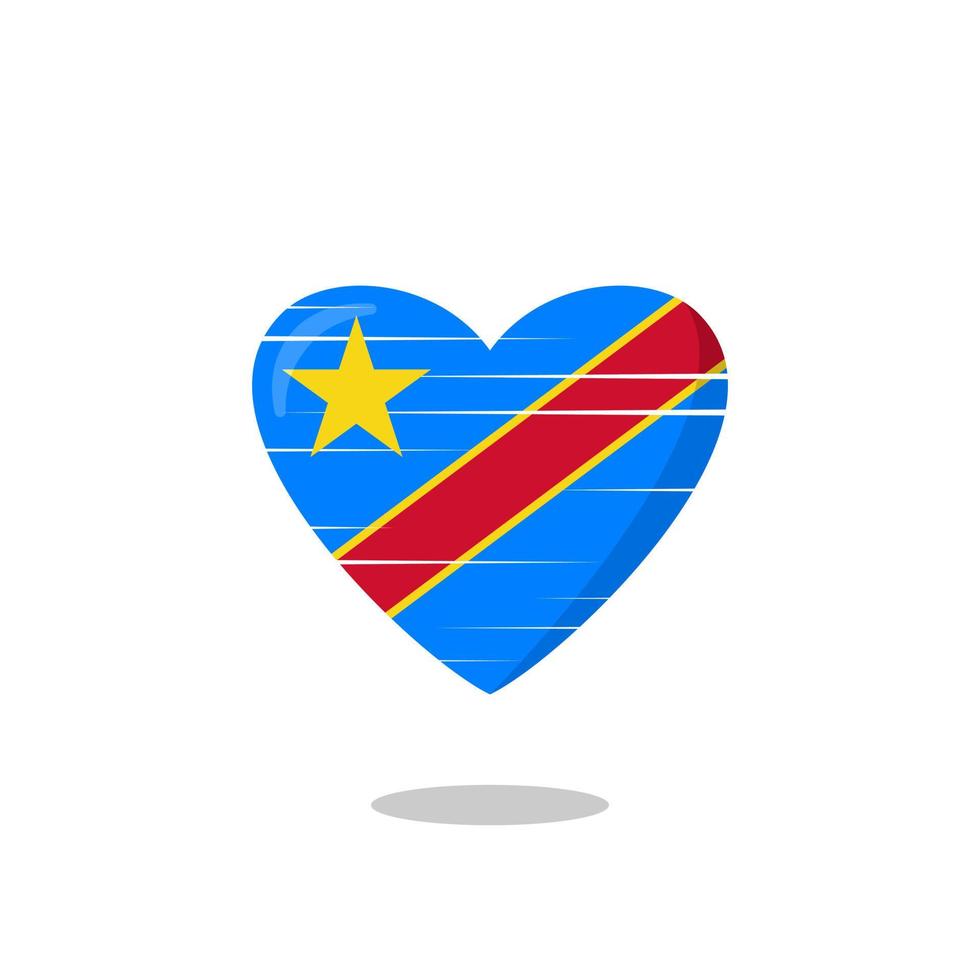 ilustración de amor en forma de bandera de la república democrática del congo vector