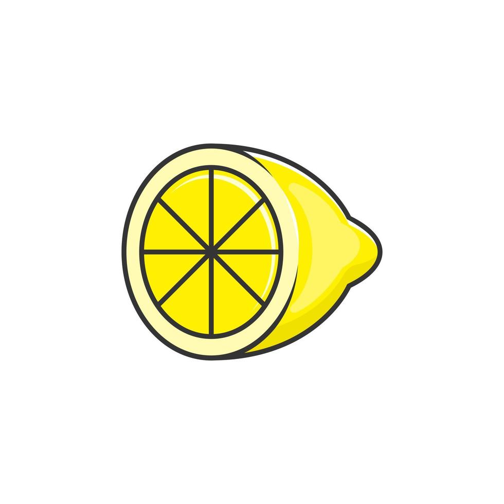 Cartoon icon of lemon. Yellow fruit and peel of lemon vector