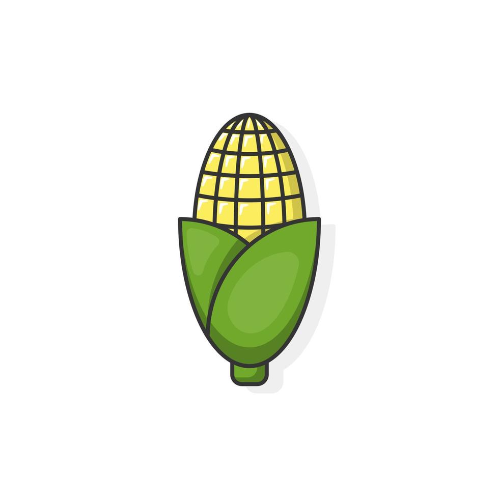 Cartoon icon of corn. Yummy fruit and peel of corn vector