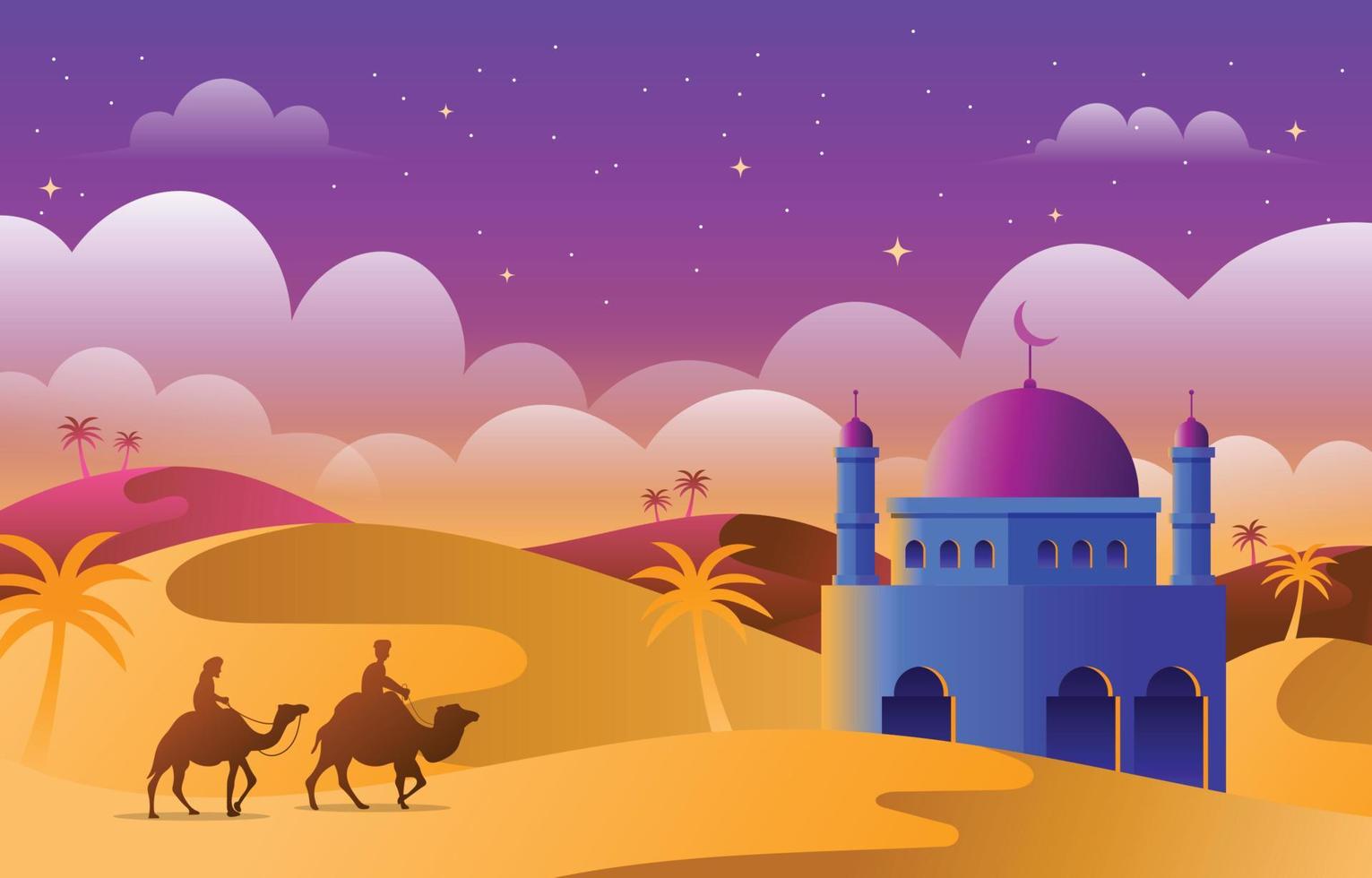 Small Mosque in The Middle of Desert vector