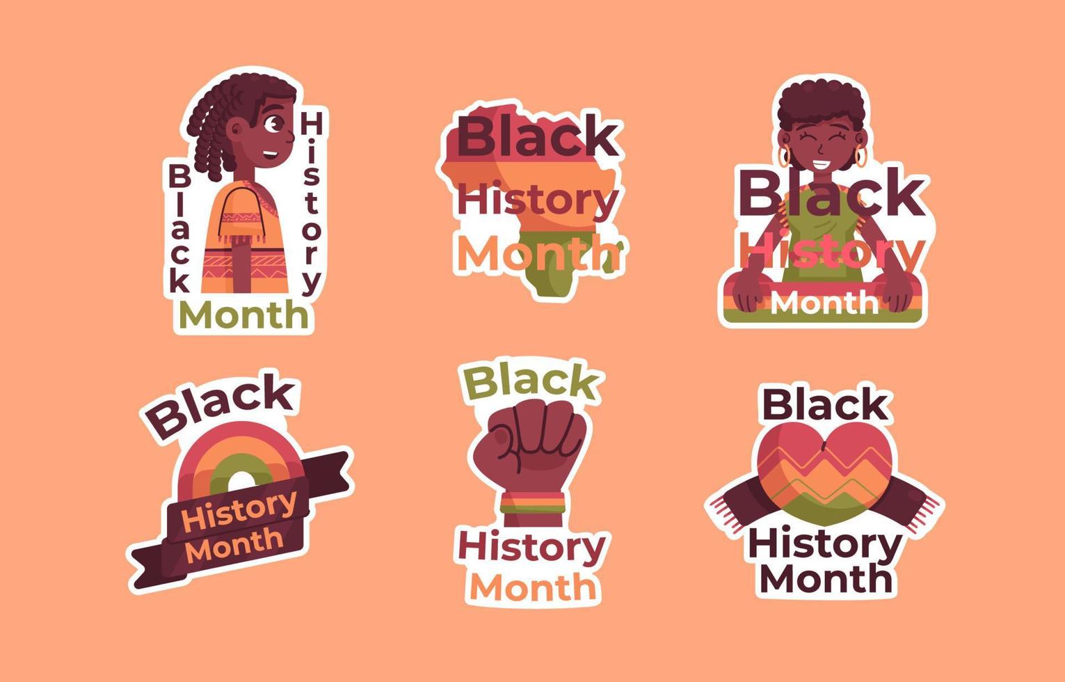 Black History Month Sticker Collection vector