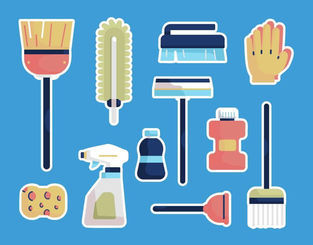 Spring Cleaning Sticker Collection vector