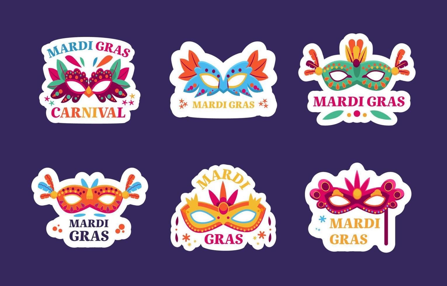 colección de pegatinas de mardi gras vector