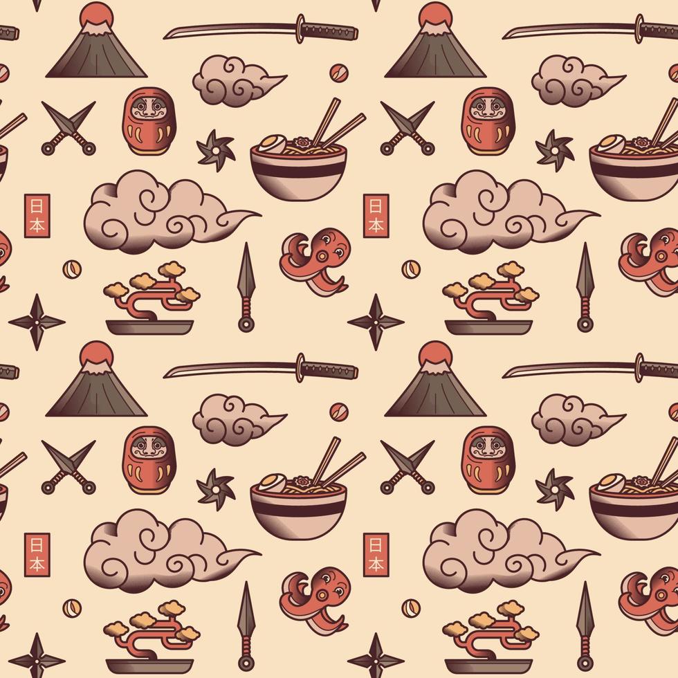 Seamless Pattern With Japanese Theme vector