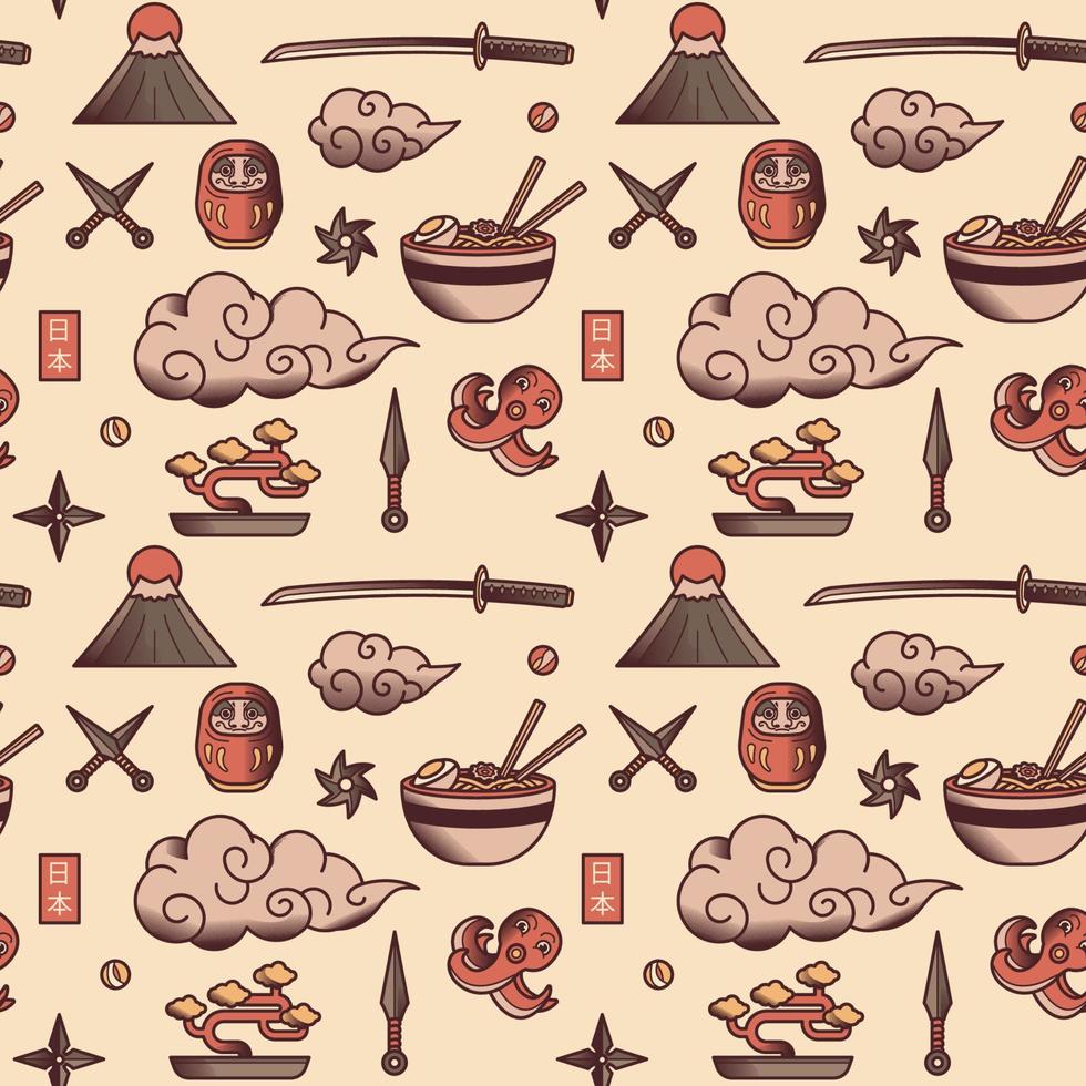 Seamless Pattern With Japanese Theme vector