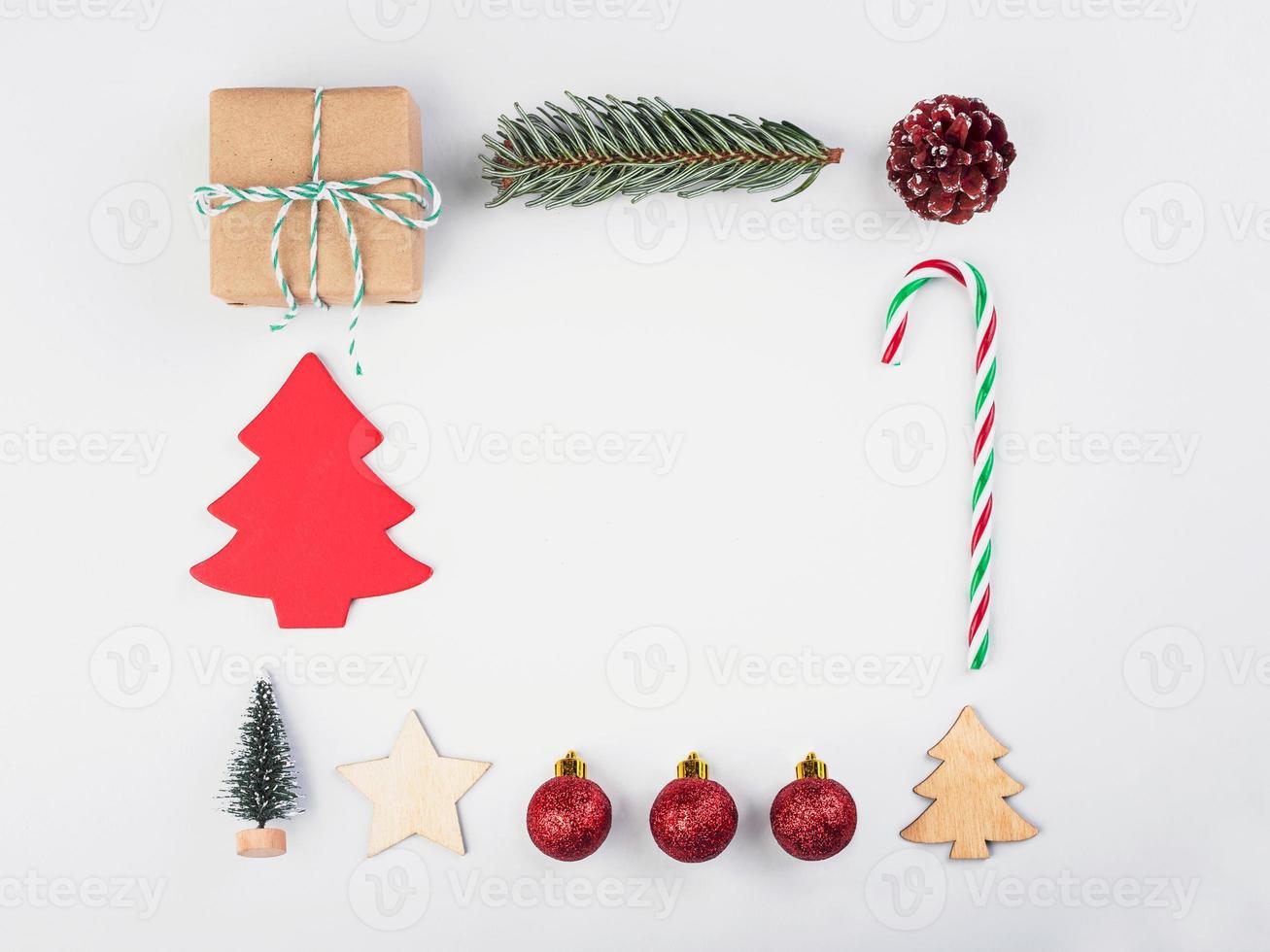 Christmas concept background.Christmas composition frame isolated on white background photo