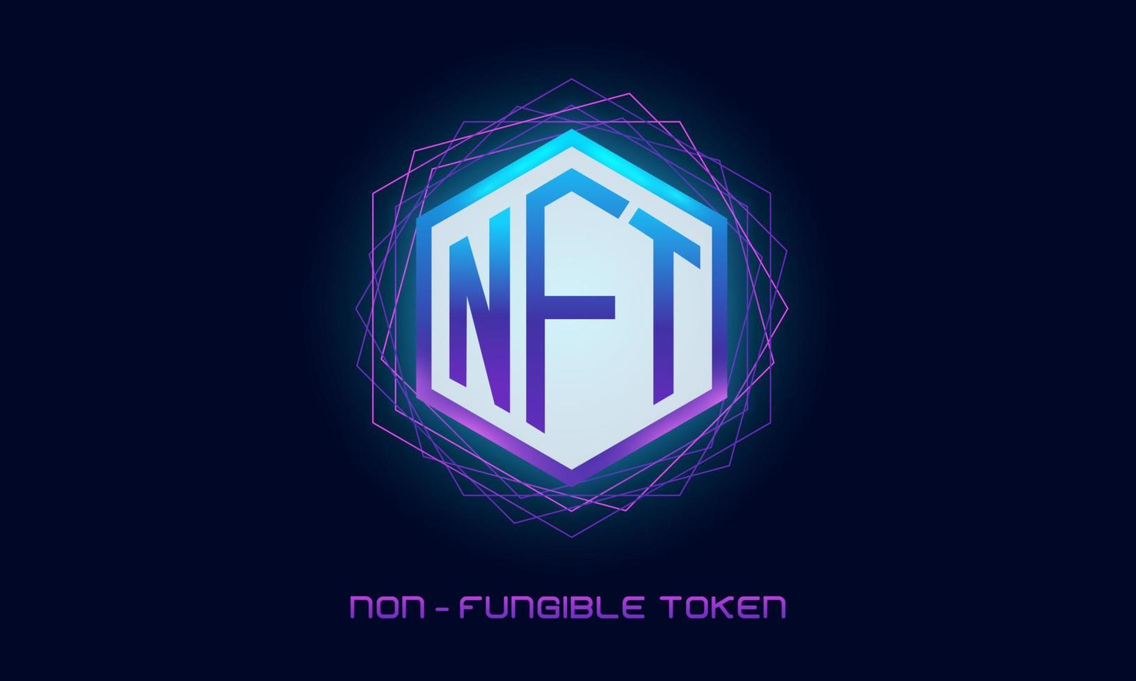 NFT non-fungible token. Non-fungible token text design background.Technology abstract.Futuristic vector.NFT concept vector