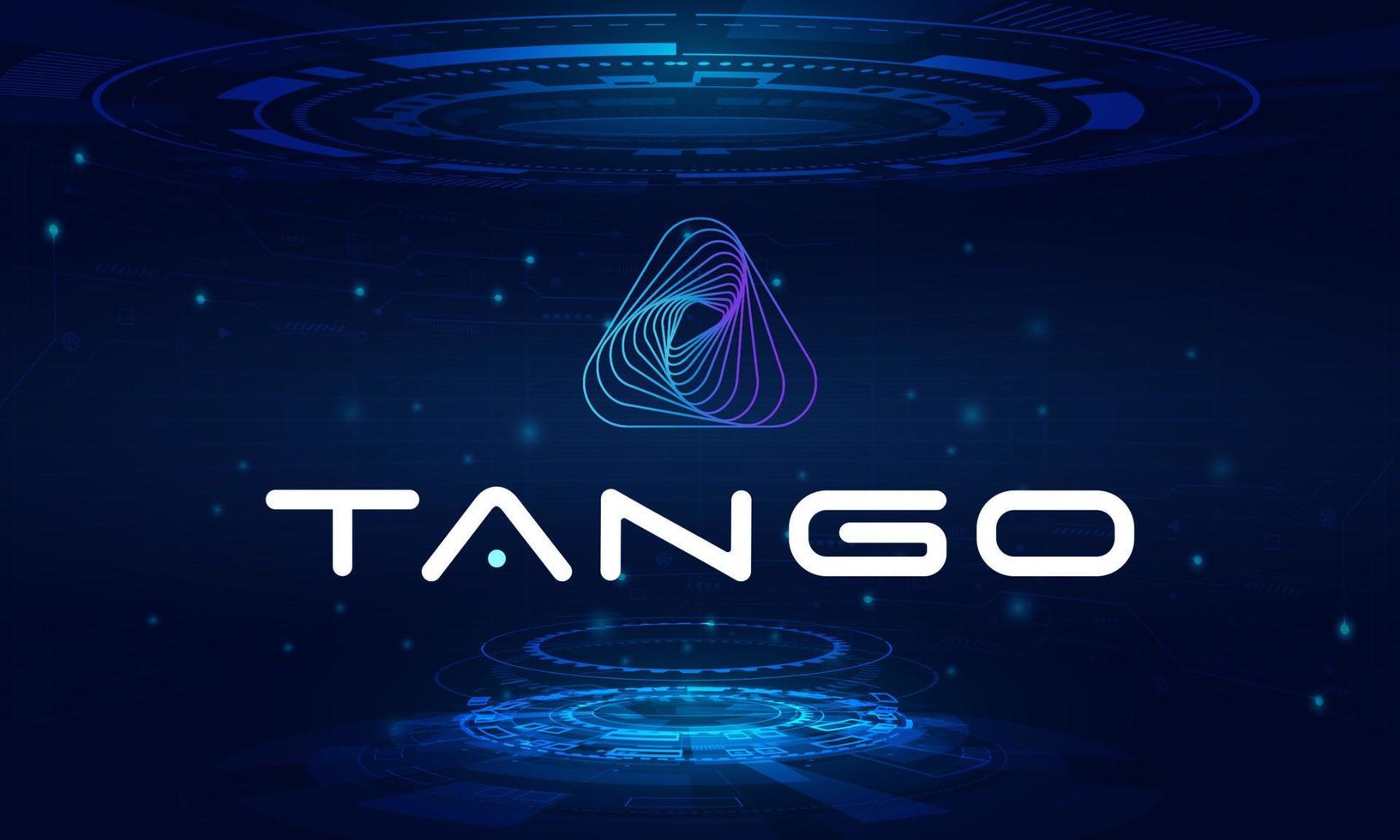 Tango chain logo symbol.NFT game platform.Hologram background.World cryptocurrency. vector