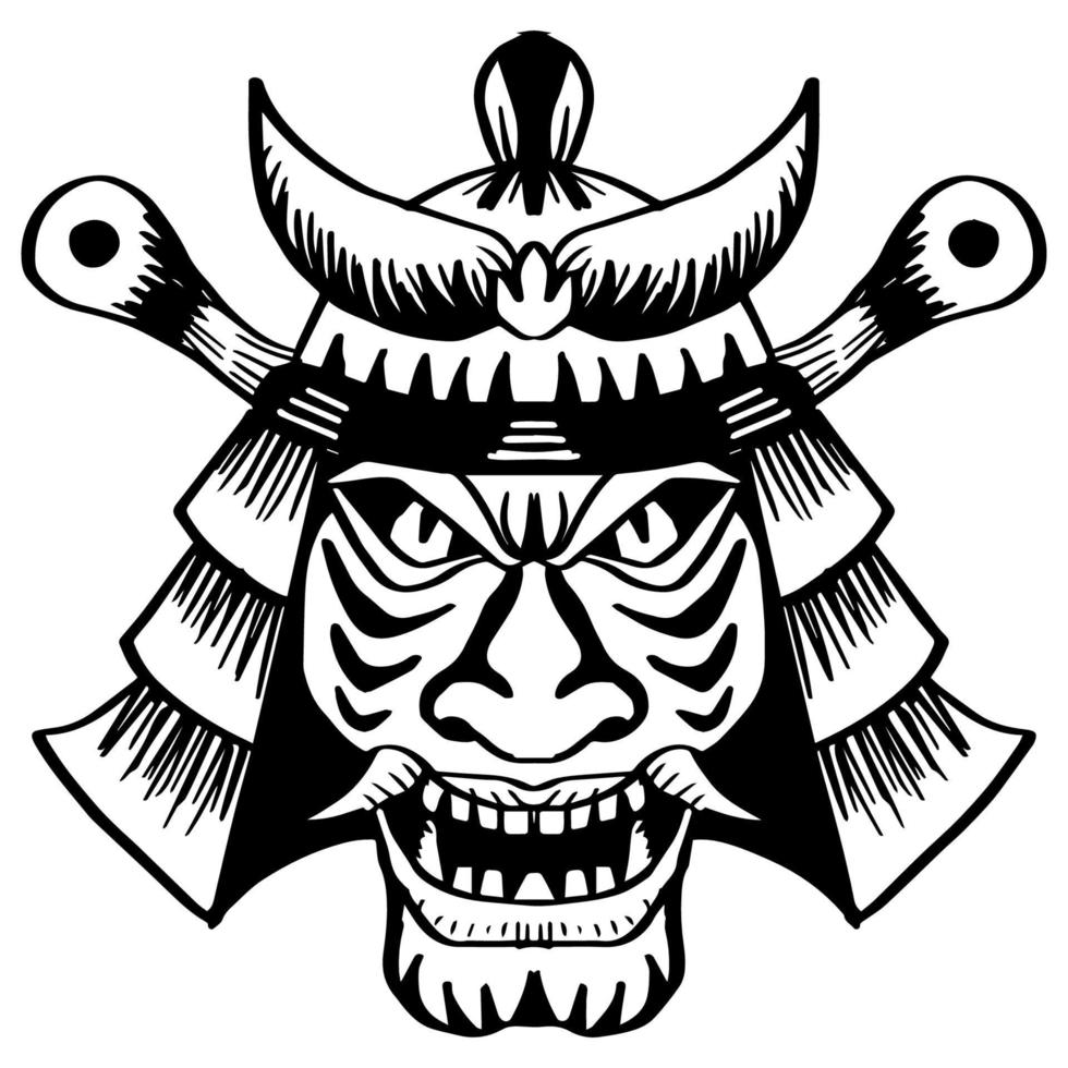 Samurai Mask hand drawing illustration vector