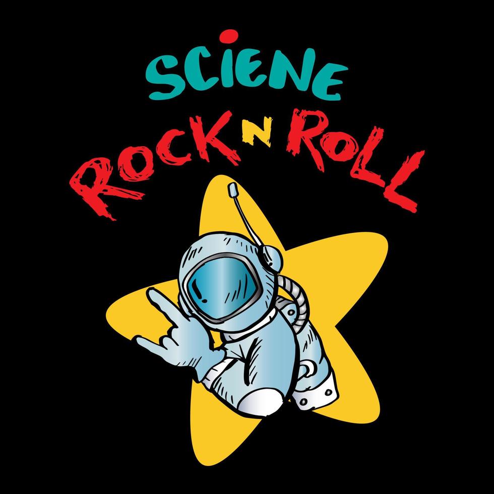 Science rock and roll lettering for shirt design. vector
