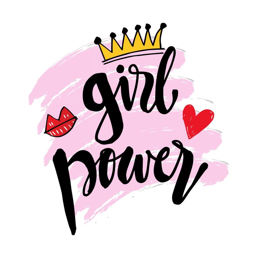 Girl power hand  lettering calligraphy vector