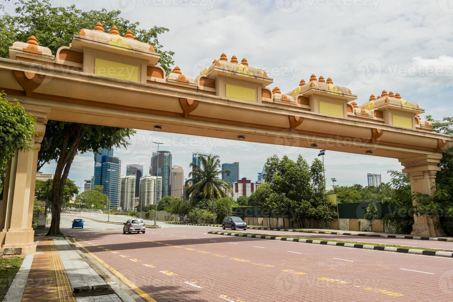 Orange yellow street gate Kuala Lumpur. photo