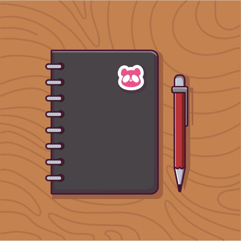 book and pen icon illustration education and school object icon concept book and pen cartoon vector