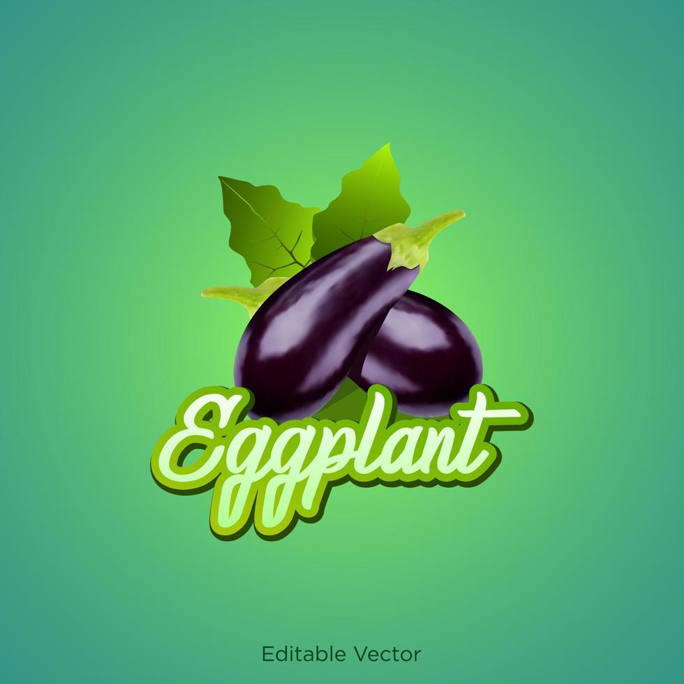 3d eggplant logo in modern style vector