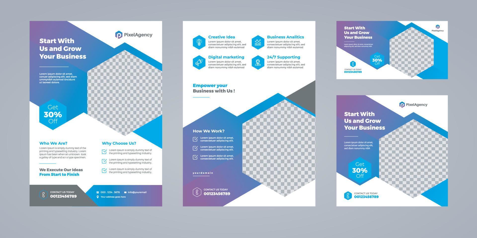Corporate business flyer template with geometric shape used for business poster layout, Agency flyer, social media post template and leaflet design vector