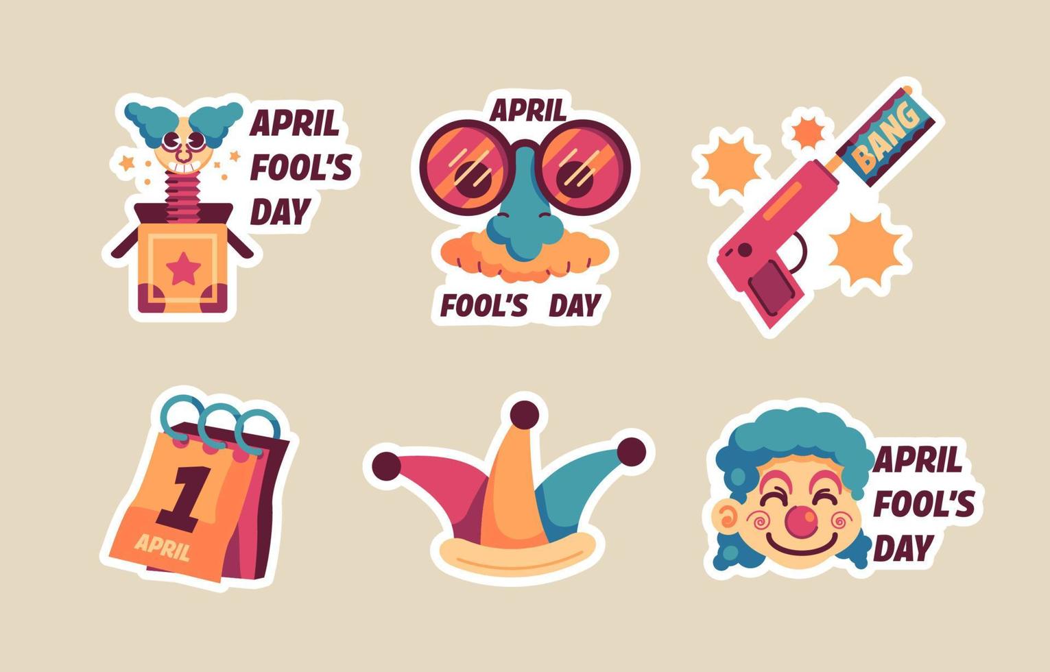 April Fool's Day Sticker Collection vector