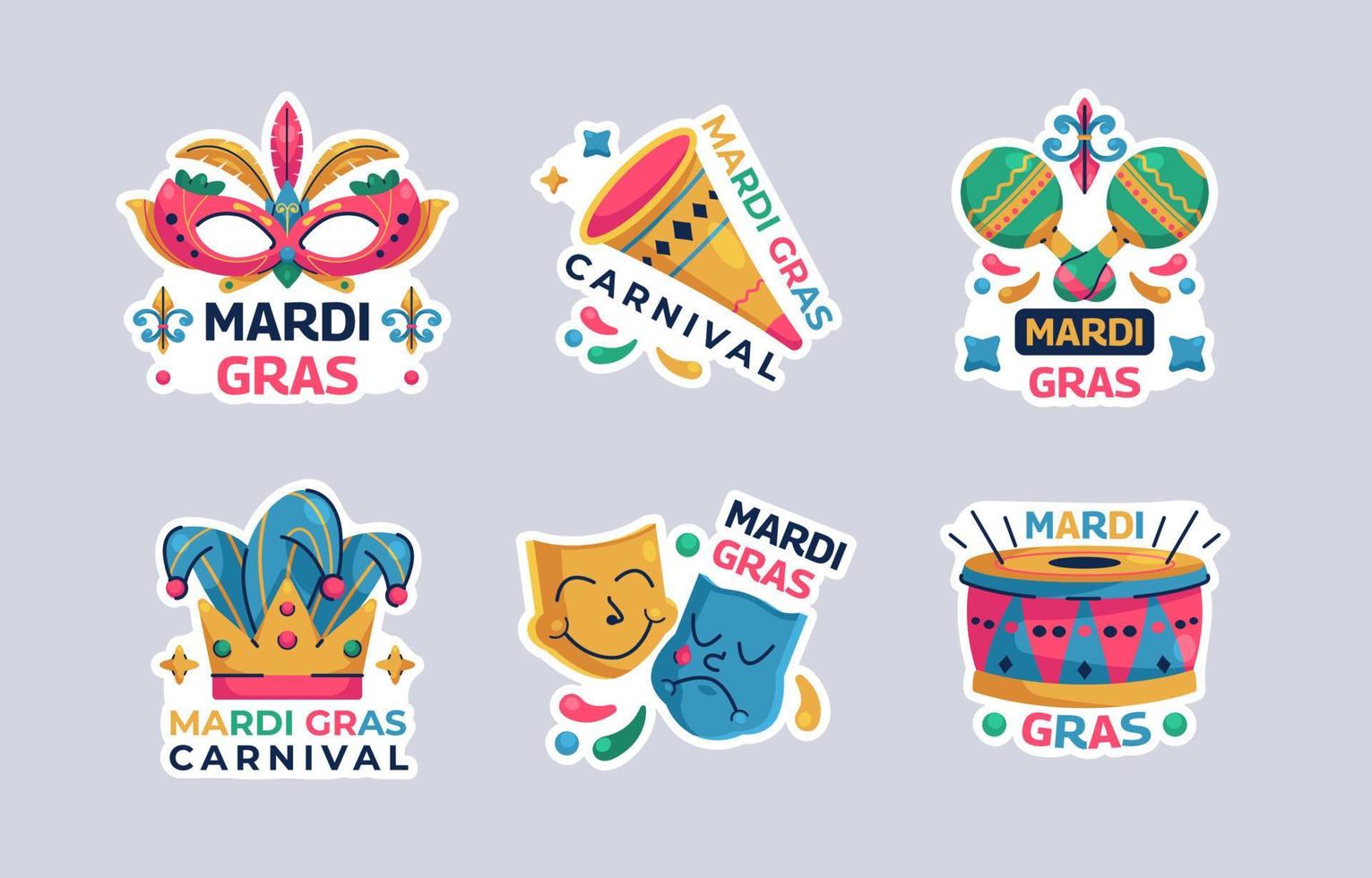 colección de pegatinas de carnaval mardi gras vector