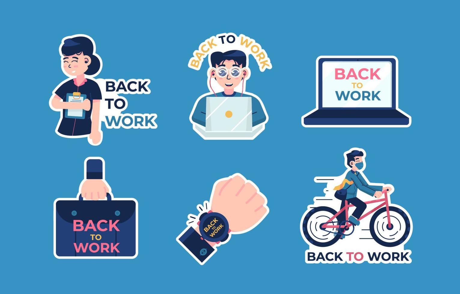 Back to Work Sticker Collection vector