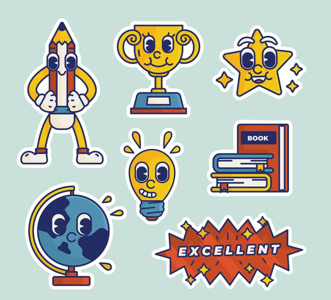 School Theme Sticker Set vector