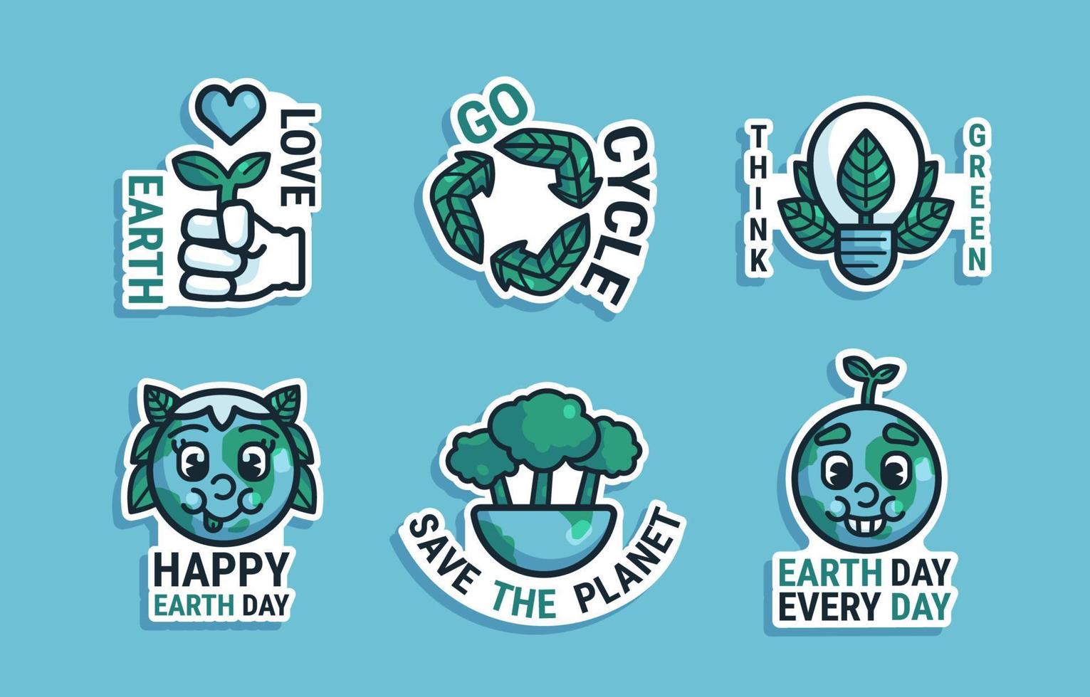 Earth Day Sticker Collection vector