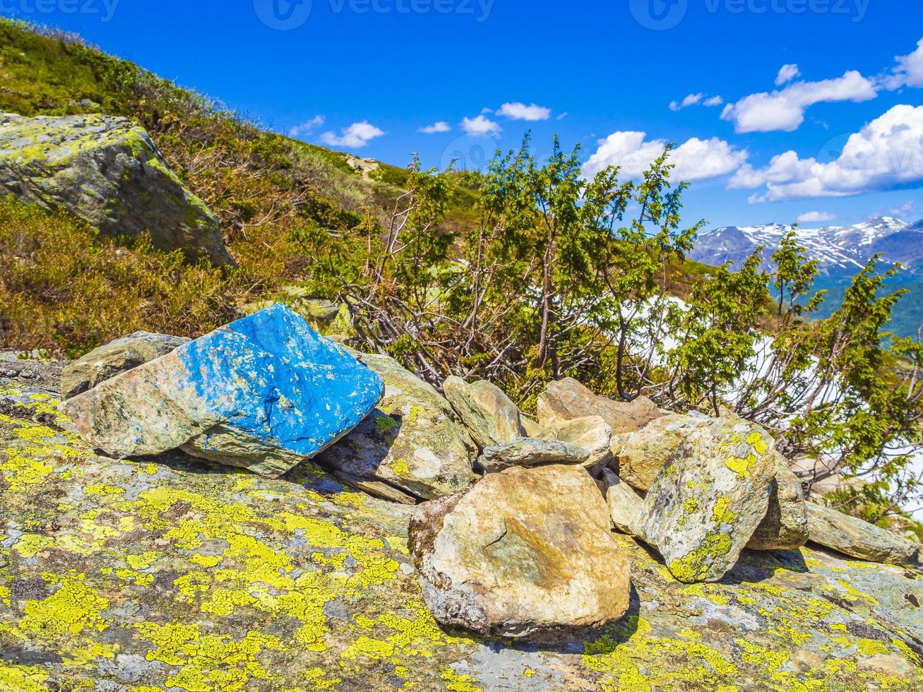Blue stones by the Hydnefossen waterfall in Hemsedal, Norway. photo