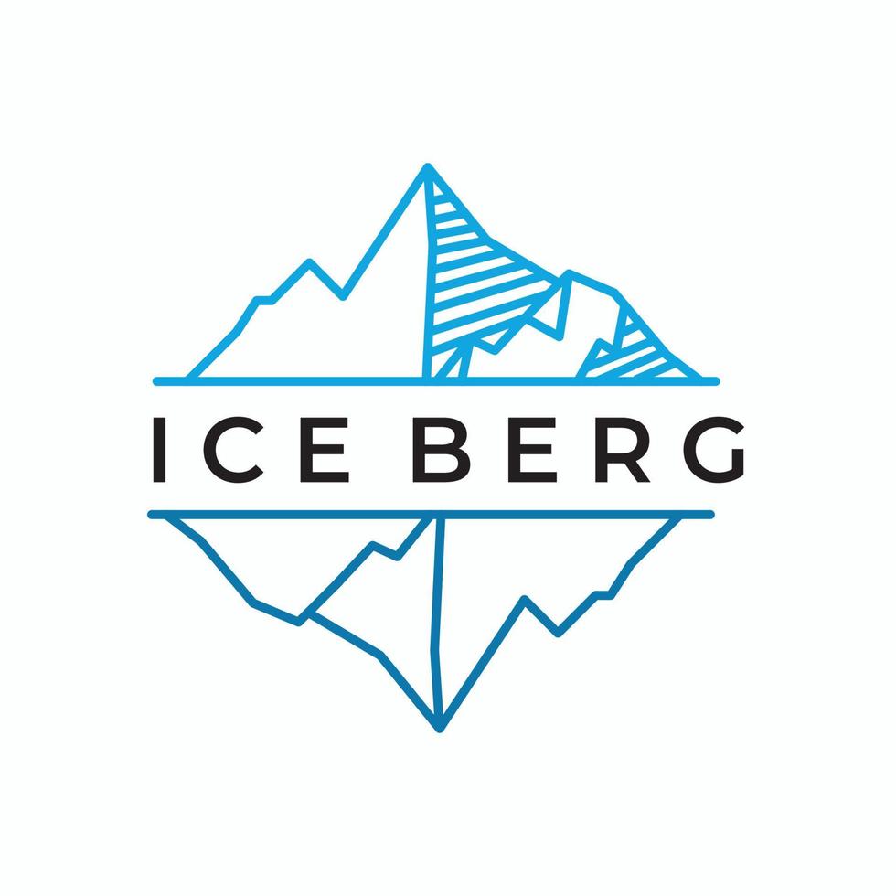 arte de línea simple del logotipo de iceberg azul vector