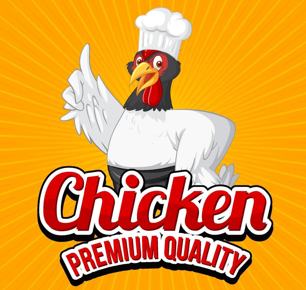 Chicken premium quality banner with chicken chef cartoon character vector