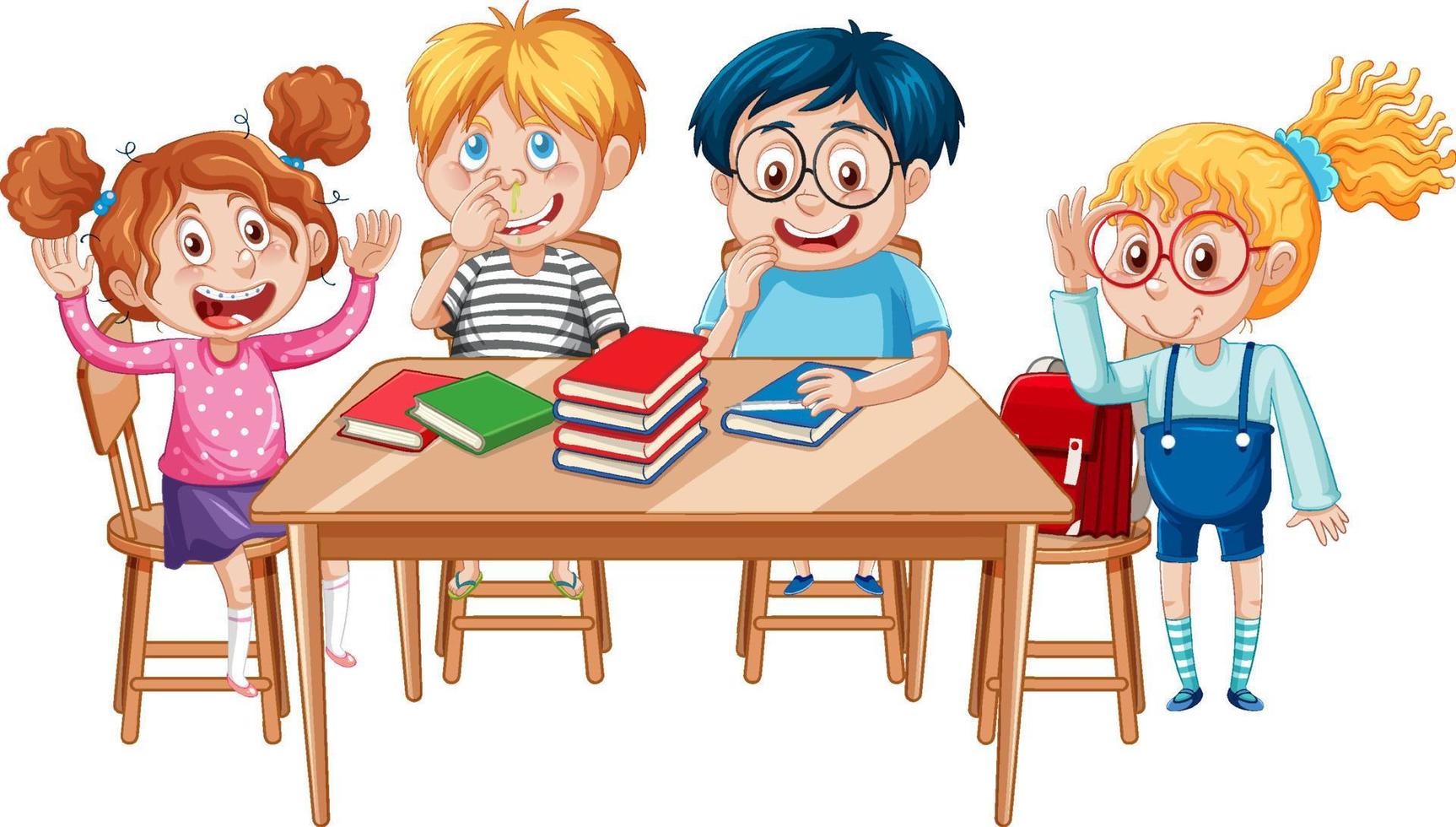 Children doing homework together vector