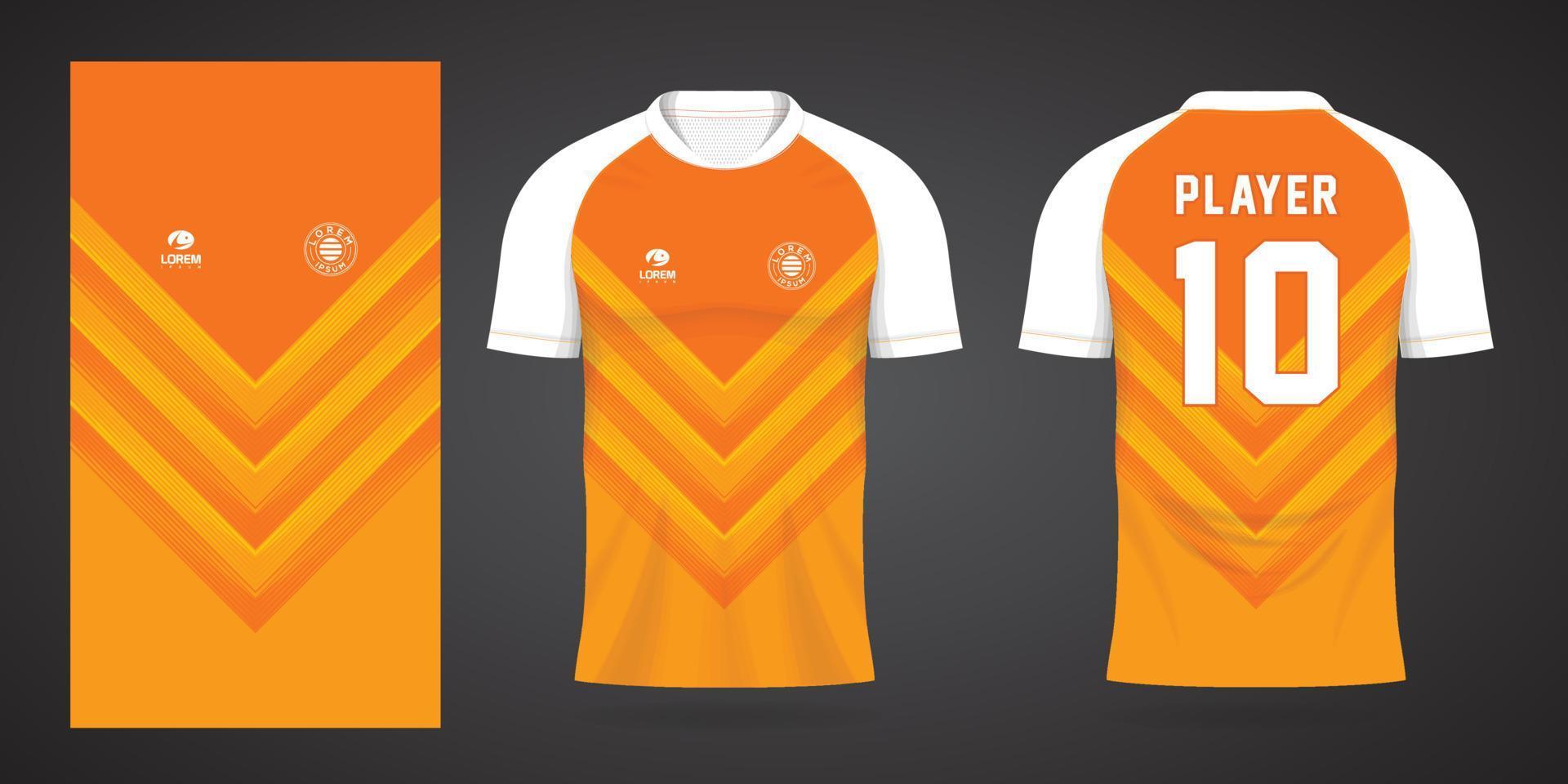 orange sports shirt jersey design template vector