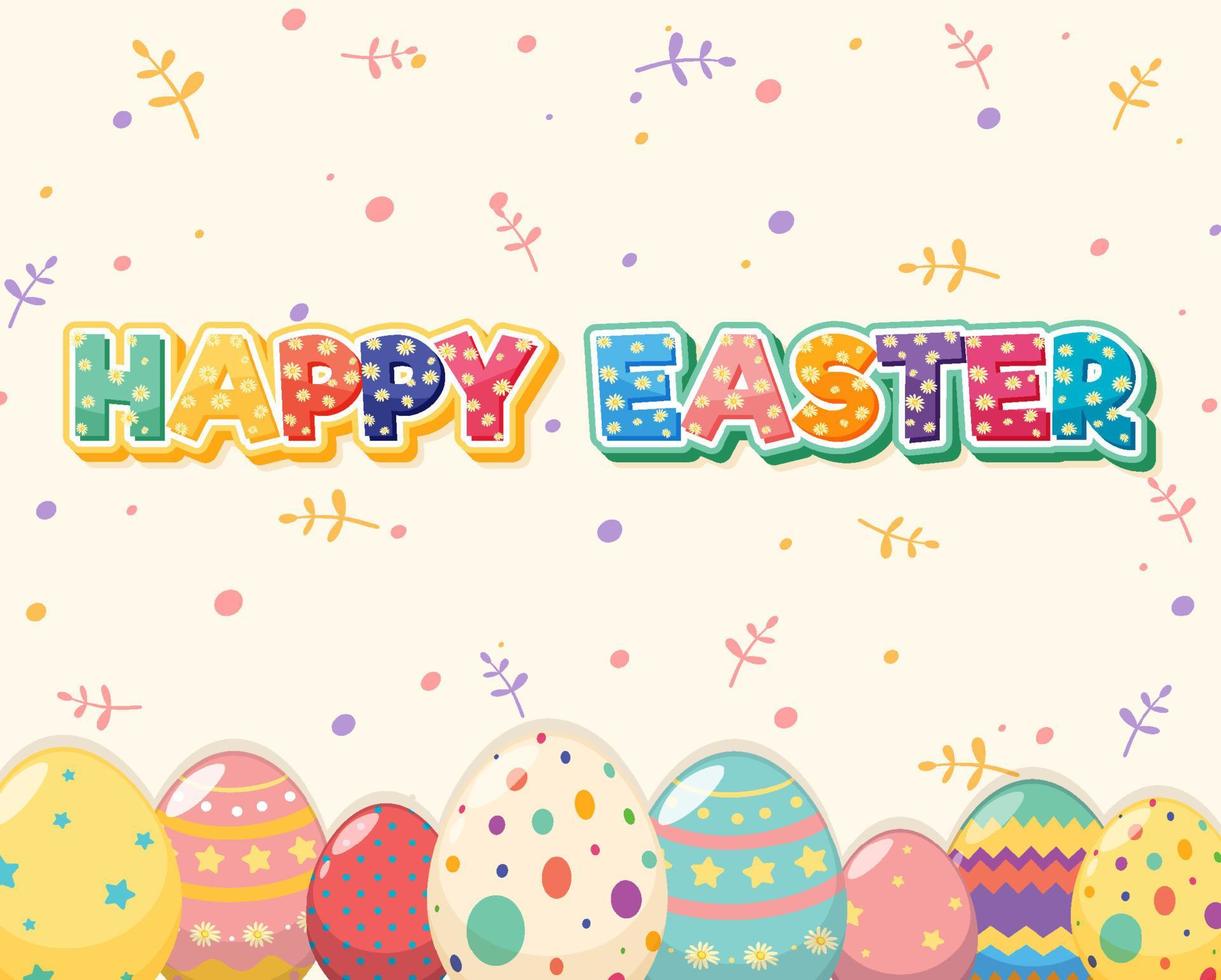 Happy Easter design with many eggs vector