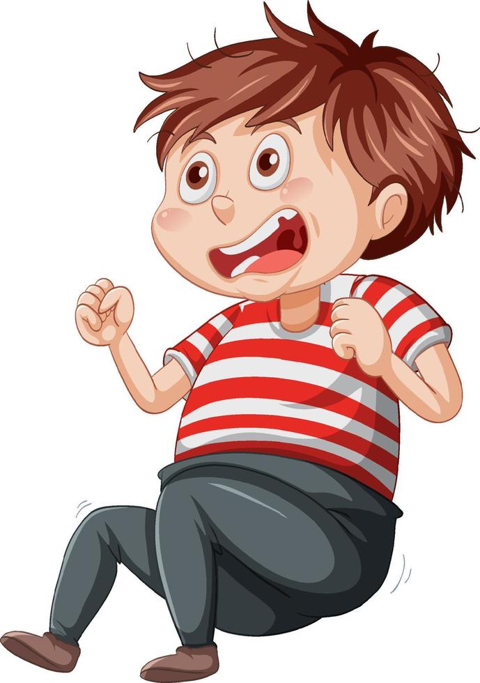 A boy shock cartoon character on white background vector