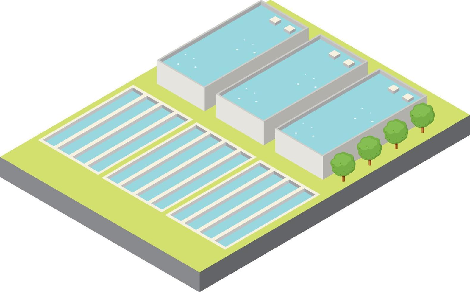 Isometric industrial area of desalination plant vector