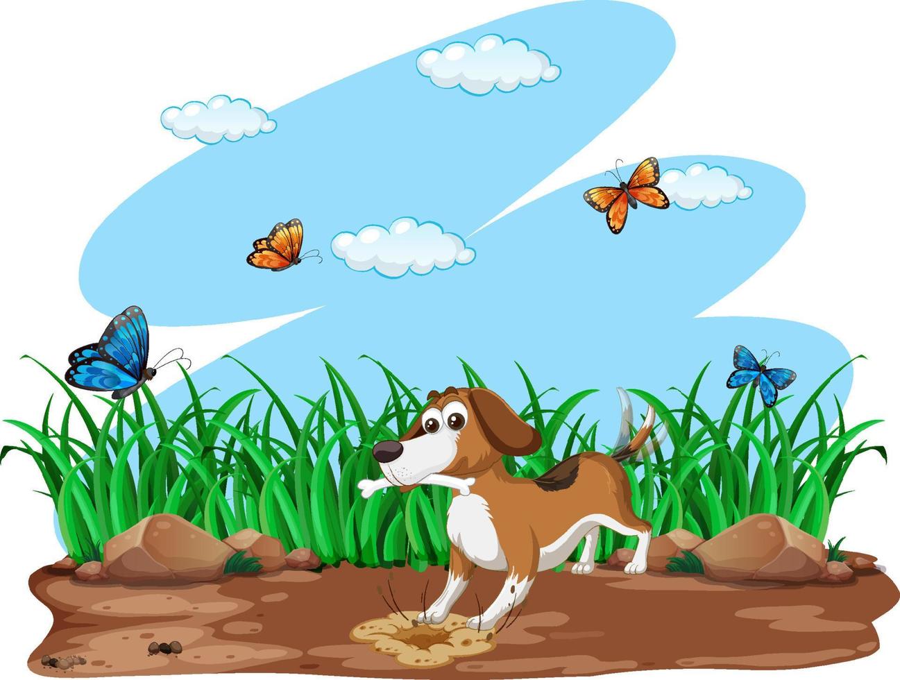 Many dogs playing in the park vector