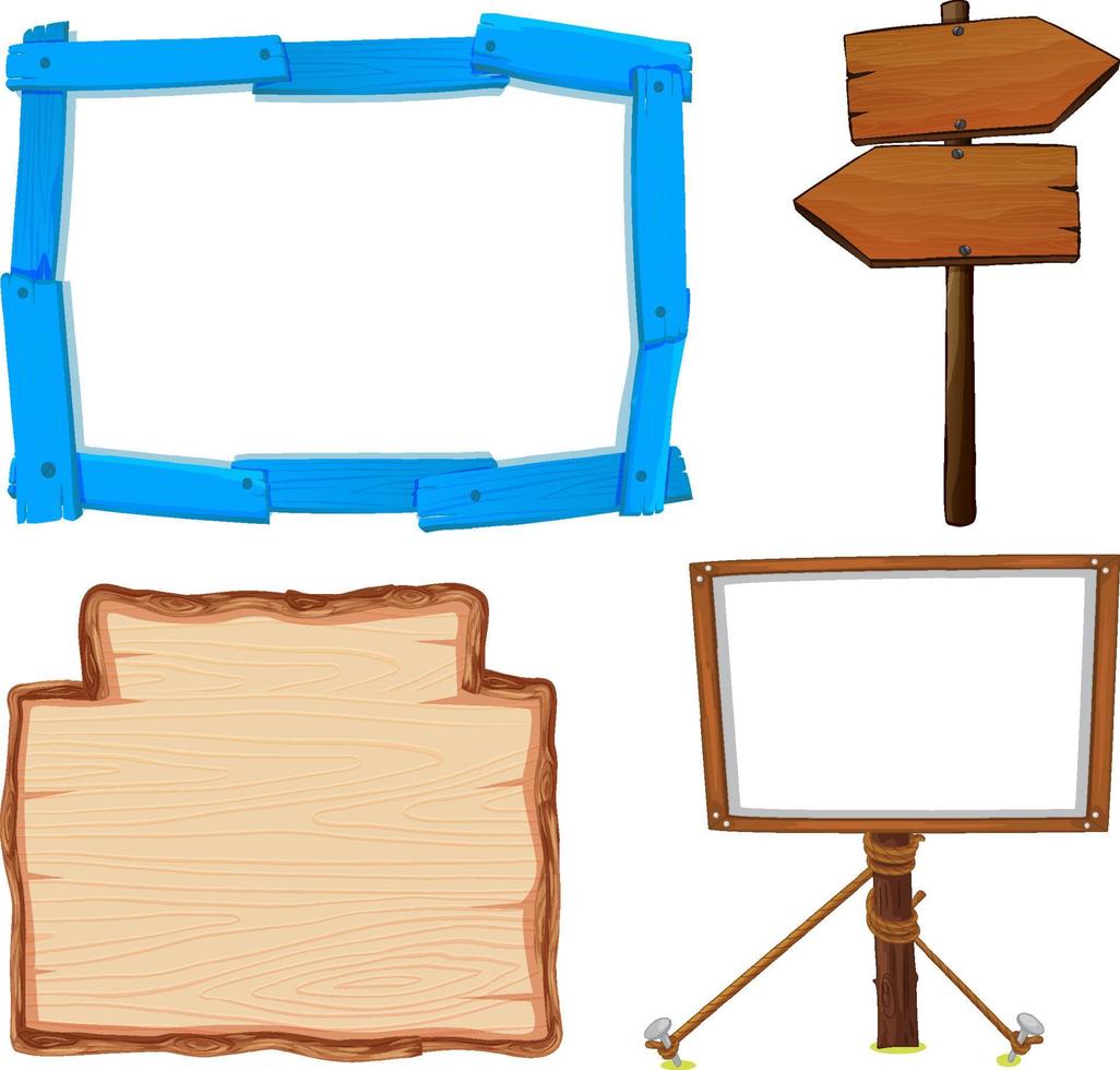 Set of wooden sign banner vector