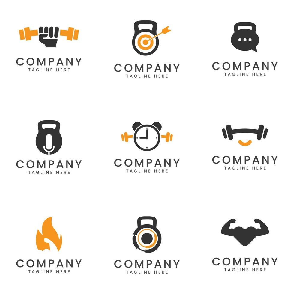 Set of fitness and gym logo icon design for multipurpose company vector