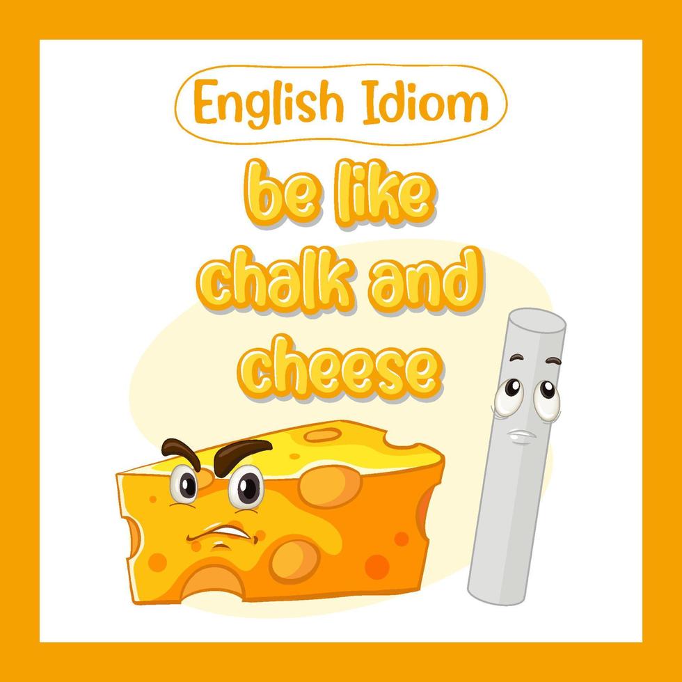 Modismo en inglés con descripción de imagen para ser como tiza y queso vector