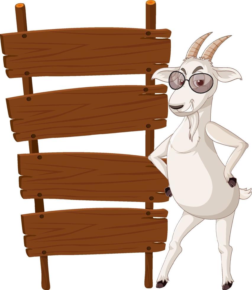 Isolated wooden signpost banner with goat vector