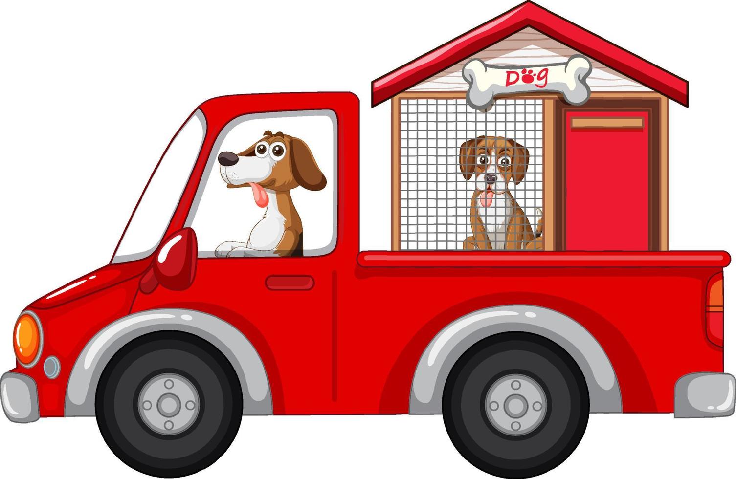 Dogs riding a car on white background vector