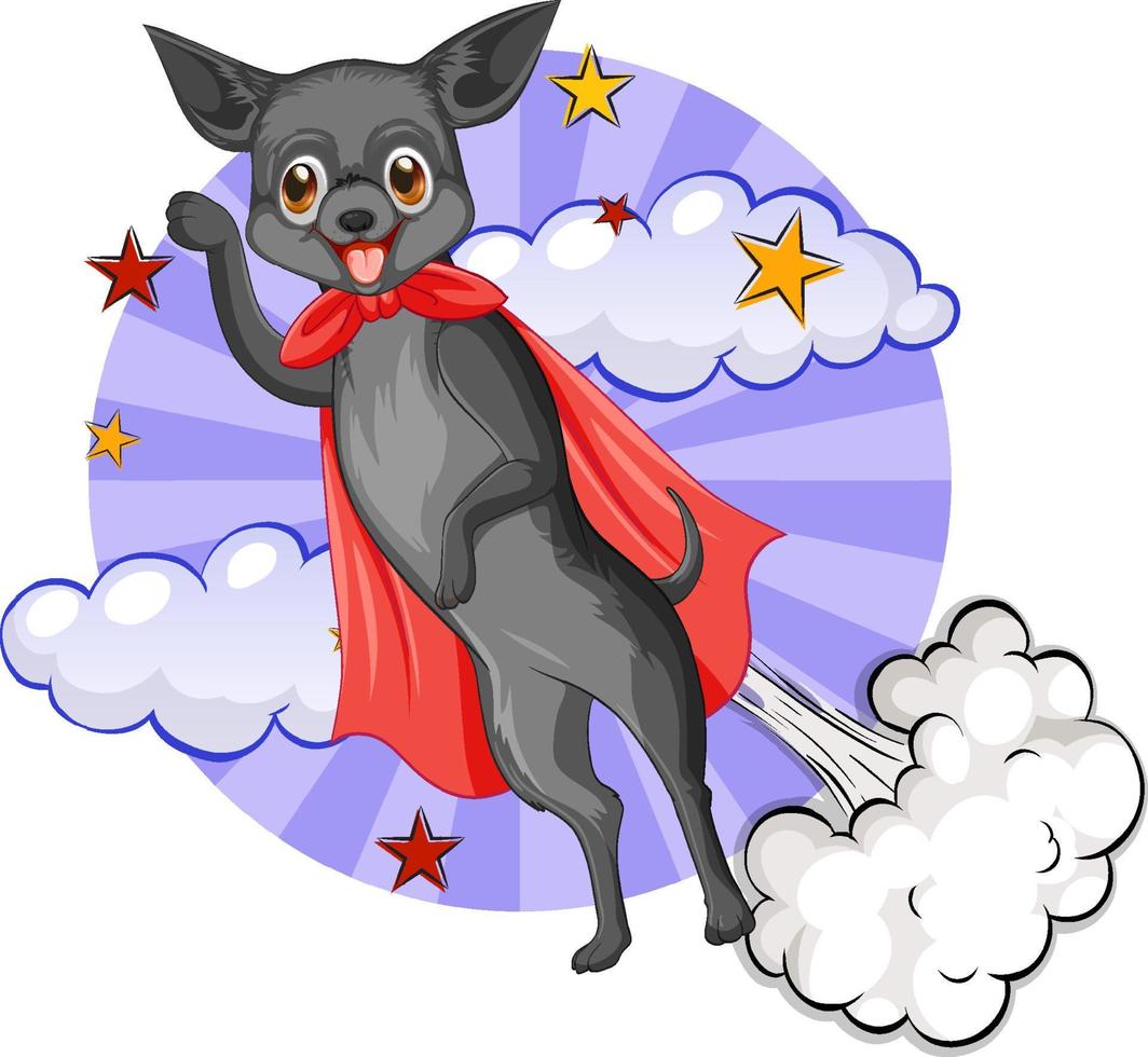 Dog with red cape flying vector