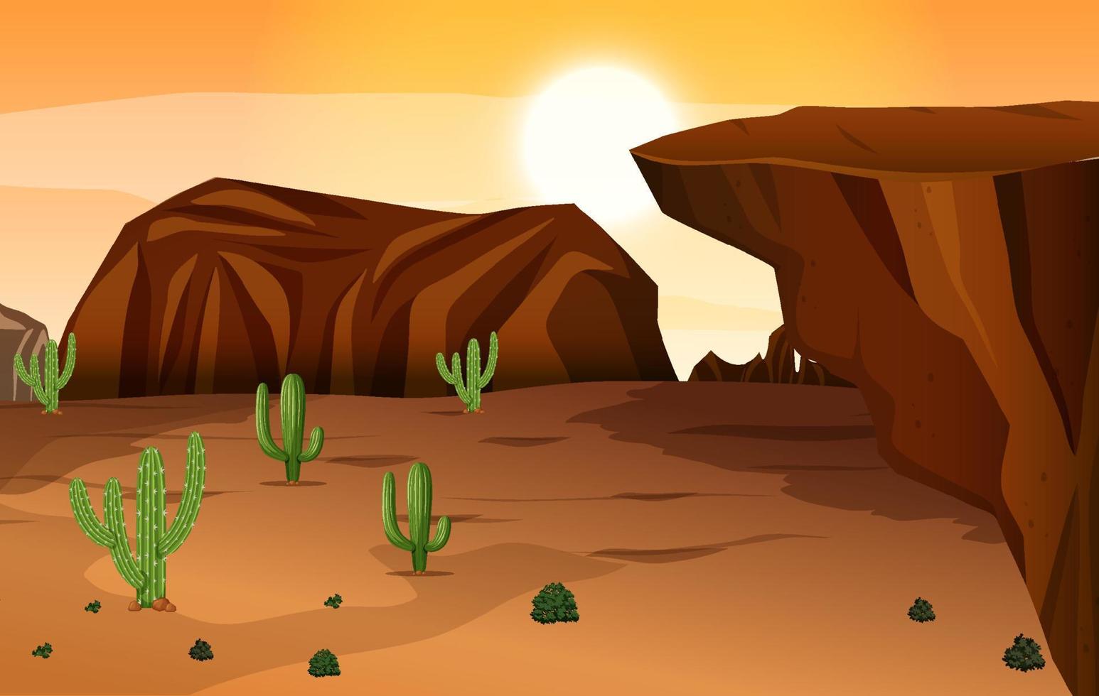 escena con cactus en el desierto vector