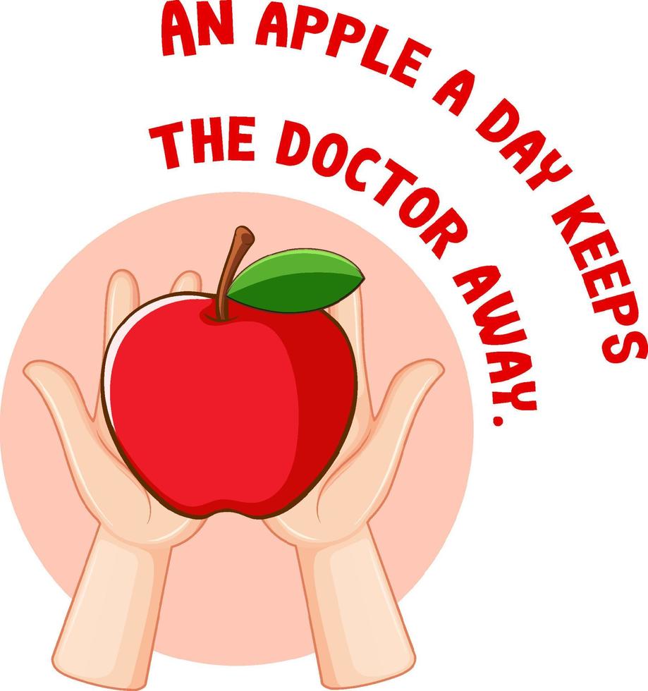 English idiom with an apple a day keeps the doctor away vector