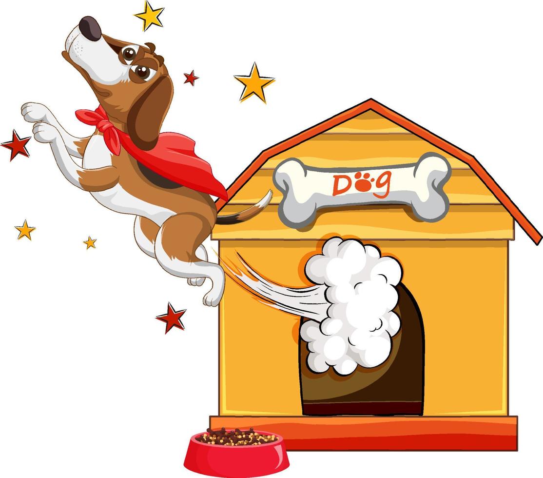 Cute dog flying out of pethome vector