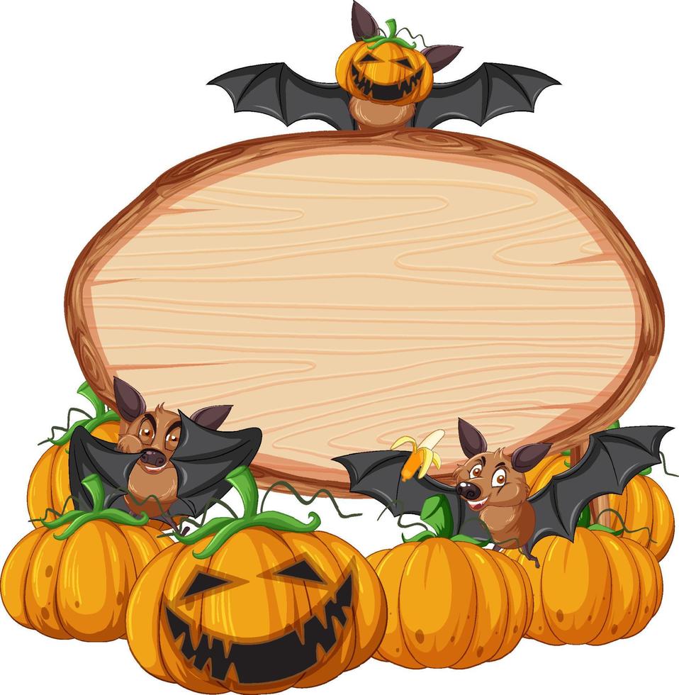 Bat with wooden sign banner vector