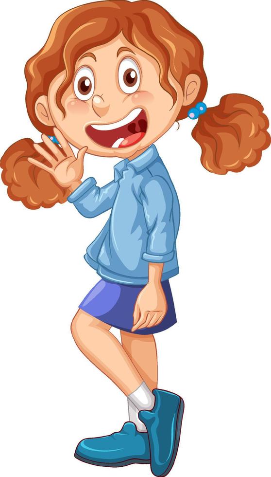 A cute girl standing on the floor  cartoon character on white background vector
