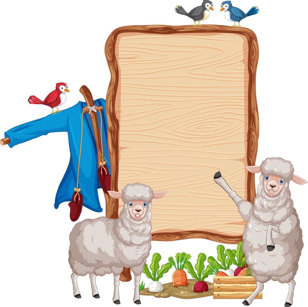 Sheep with wooden sign banner vector